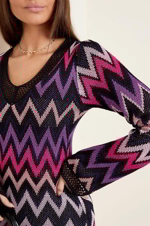 Crochet flare long sleeve dress Beige S h5 Picture5